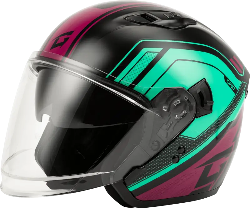 O11871175 Gmax Of-87 Duke Helmet W/Led Light Blk/Aqua/Coral Md - RV and Auto Parts