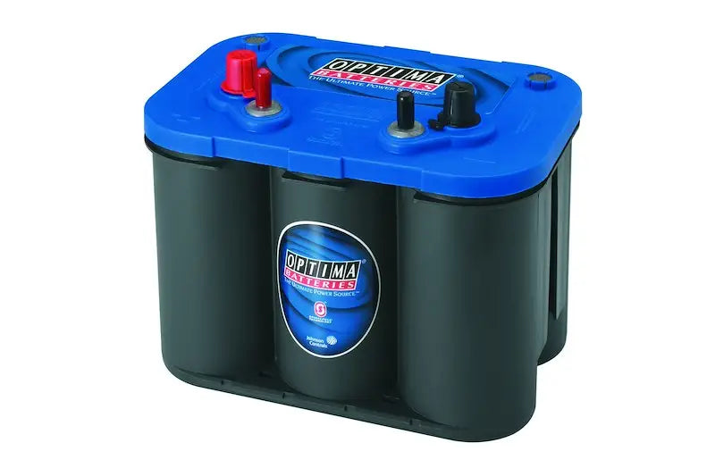 Optima Battery 34M Blue Top Grp 34 starting power battery with blue black case and red black terminals