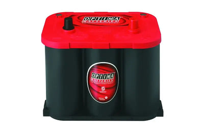 Glossy red and black Optima Bat 34R Red Top battery with logo and superior performance