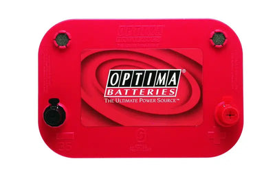 Glossy red Optima Battery 35 Red Top high performance spiralcell tech