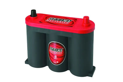 Sleek red and black Optima bat with reliable starting power
