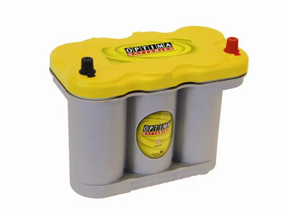 Optima Battery D27F Yellow Top with curved cover and red black caps