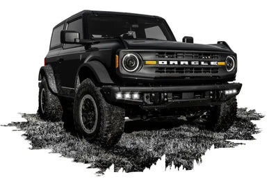 Black off-road vehicle with ORACLE Lighting fog light kit on Ford Bronco