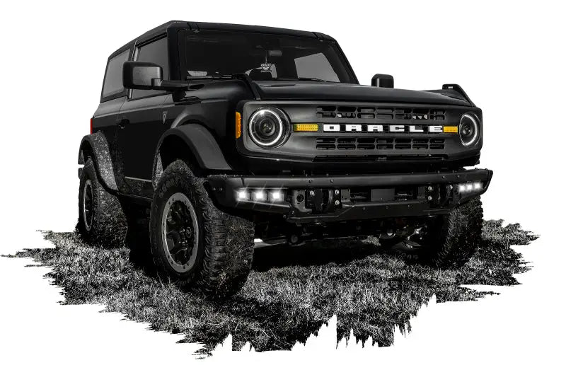 Black off-road vehicle with ORACLE Lighting fog light kit on Ford Bronco