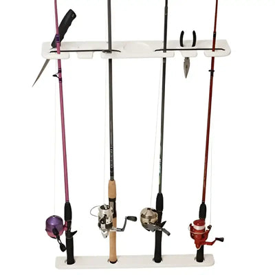 P03-074W Taco Metals Rod Rack 4 Deluxe Pontoon Whit - Fishing Holder