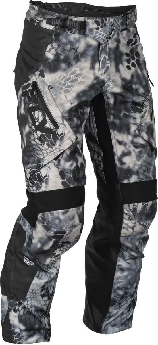 Men’s camouflage cargo pants with black accents easily accessible lower leg design Patrol Kryptek Over Boot Pants Grey Black 32