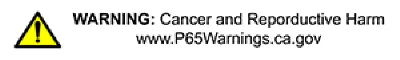 Yellow warning sign on Pedders TrakRyder 2in heavy duty lift kit: cancer harm