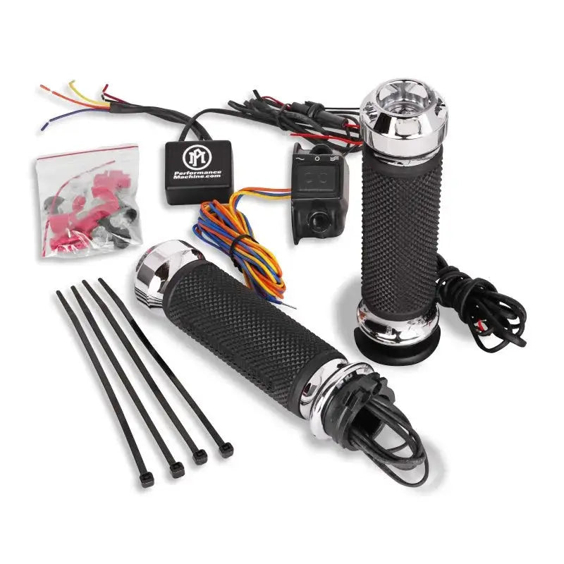 Performance Machine FLHX TBW Apex Heated Grips - Chrome - Controls