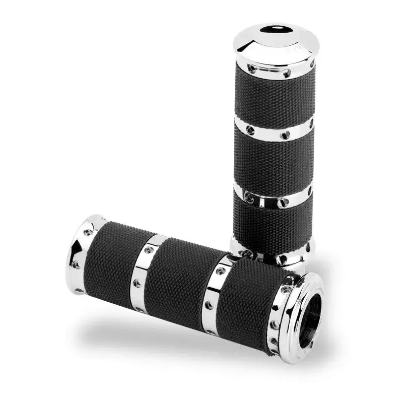 Performance Machine Handle Grip Set- XL Rubber 2K8 - Chrome - Controls