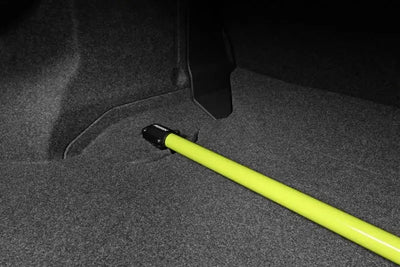 Neon yellow Perrin 22-23 Subaru WRX rear shock tower brace installed in car trunk, Performance,Suspension,AVADA - Best Sellers,Suspension,Strut Bars