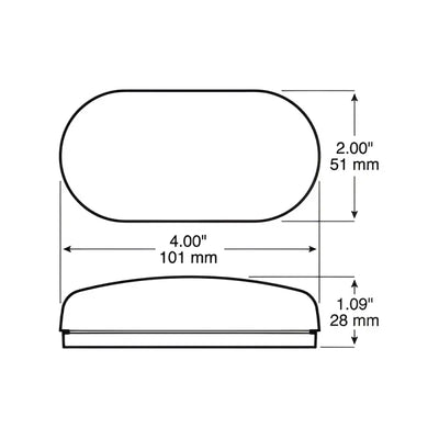 Oval light fixture dimensions for Peterson Mfg M35R-MV-BT2 LED light fixture