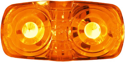 Amber dual-bulb vehicle light on Peterson Mfg V38A Led M/C Pix Rect Dbl Bulls-Eye