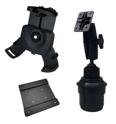 Automotive mounting hardware for Havis cup holder and cradle for device setup