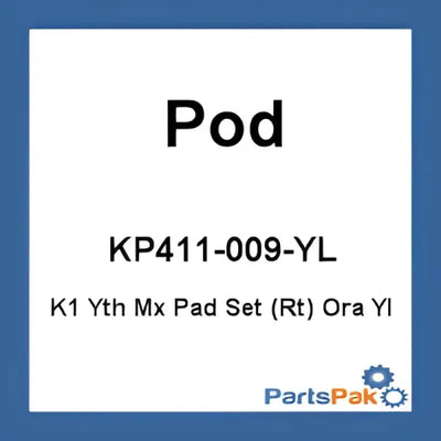 Pod KP411-009-YL K1 Knee Brace Pad Set Orange Yl (Right) - Protective/Safety