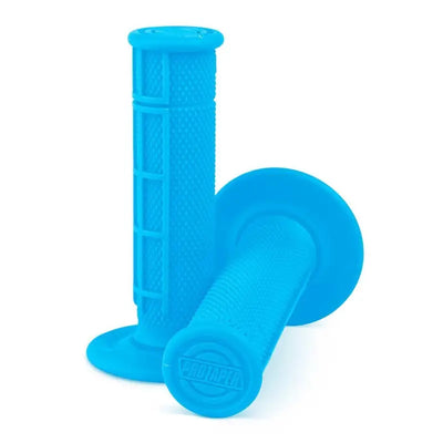 Neon blue waffle grips perfect for tough rides on rough terrains