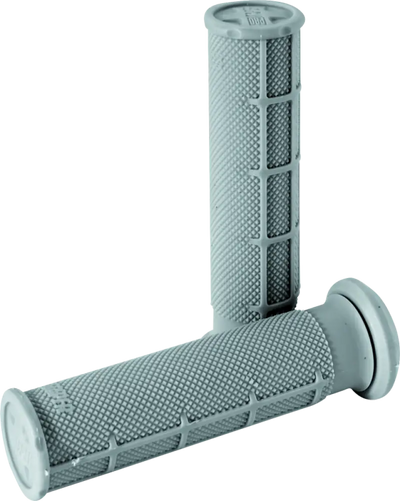 Gray textured handlebar grips with soft light gray waffle pattern for ATV riding