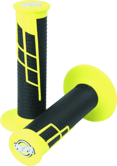 Yellow and black waffle grip handlebar grips for ProTaper Clamp-On 1/2 Neon Yellow Black