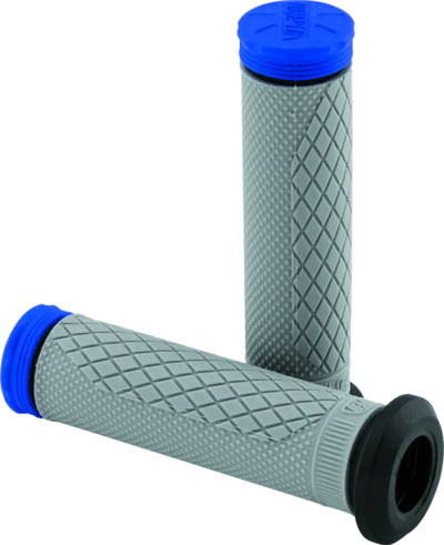 Gray ProTaper Tri Density Diamond ATV grips with blue and black ends for better control