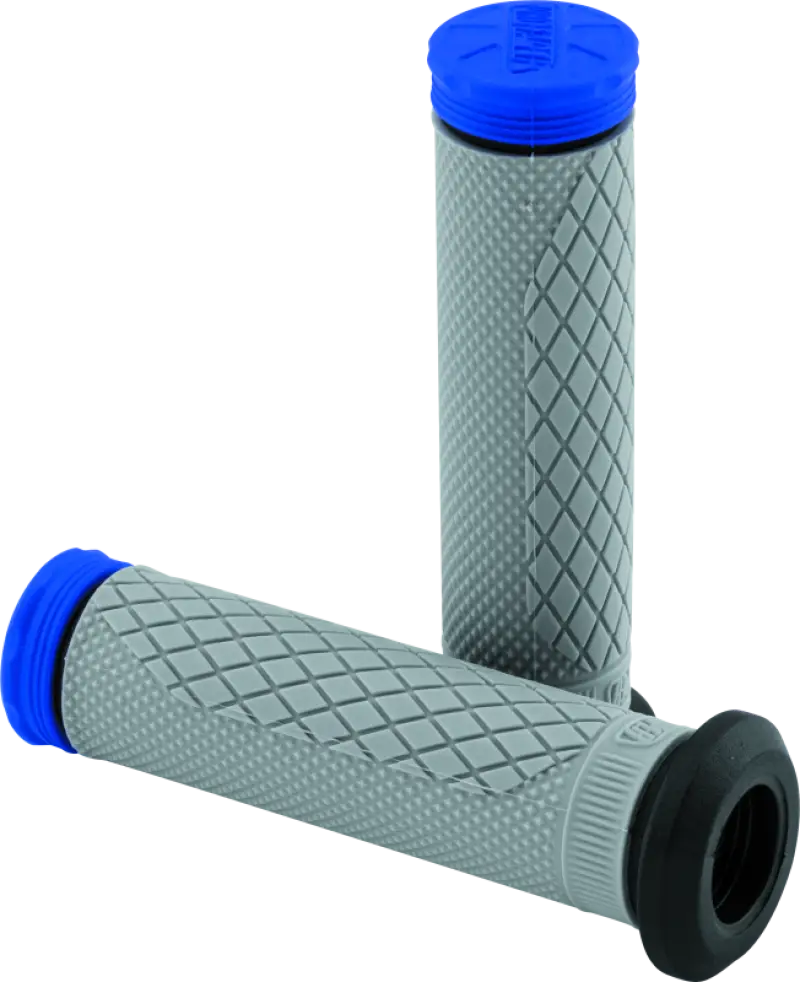Gray ProTaper Tri Density diamond ATV grips with blue ends for a comfy ride