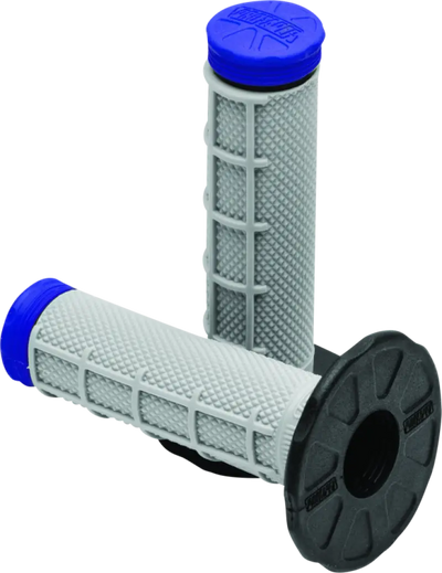 Gray and blue ProTaper Tri Density MX 1/2 Waffle Grips for motocross riding