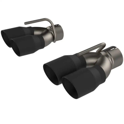 QTP QTP 15-18 Dodge Challenger 5.7L 304SS Screamer Exhaust 3in Quad Tip Adapter w/Black Tips