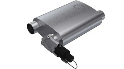 QTP QTP 2.5in Weld-On 304SS Reverse Screamer Muffler w/Bolt-On QTEC Electric Cutout