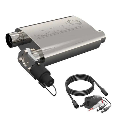QTP 2.5in Weld-On 304SS Reverse Screamer Muffler w/Bolt-On QTEC Electric Cutout 