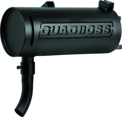Black QuadBoss slip-on muffler for Polaris Sportsman 400 off-road bike