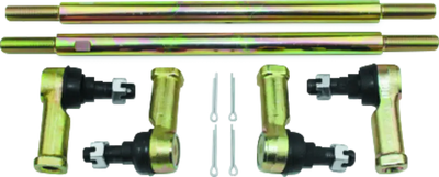 Gold-colored steering linkage components from QuadBoss tie rod assembly upgrade kit