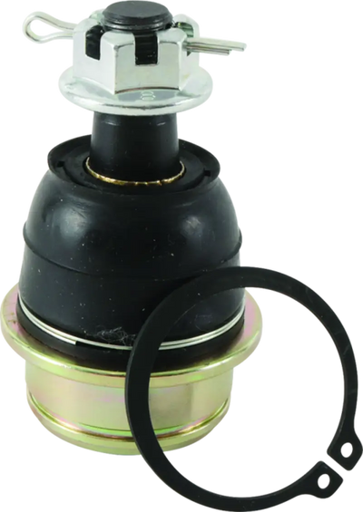 Automotive ball joint with rubber boot, gold housing, and castellated nut for Yamaha YXC700 Viking