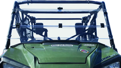 Green utility vehicle on QuadBoss Honda SXS1000 Pioneer Windshield accessory