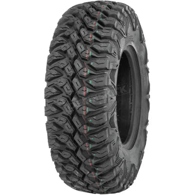 Off-road tire with aggressive tread for Arctic Cat cooling fan assembly on ATV UTV