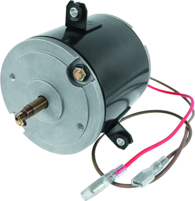 Black Polaris 400L 2x4 fan motor with exposed shaft and wiring for Polaris 400L