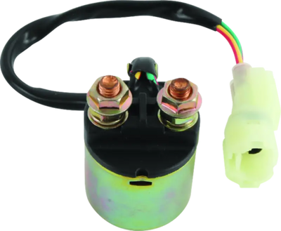Black and gold starter solenoid with two terminals and three-wire connector for Honda TRX250TM upper ball joint kit