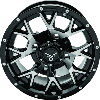 QuadBoss Barbwire 15x7 black and silver multi-spoke wheel with matte finish