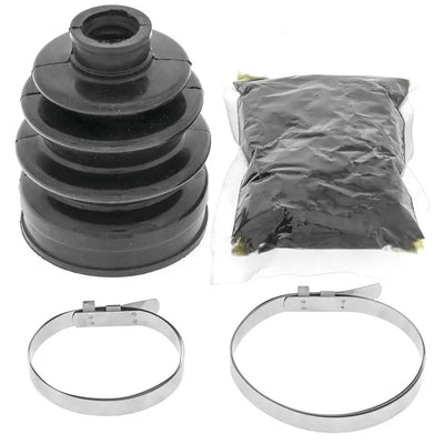 Black rubber quadboss cv boot kit with grease and metal clamps for ATV models