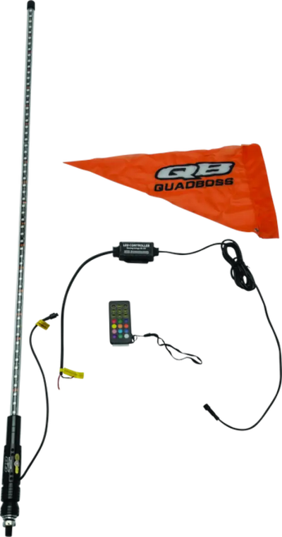 Illuminated off-road safety whip with flag for QuadBoss QB 4ft single whip off-road vehicle