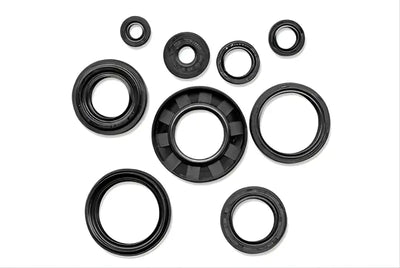 Assorted black rubber oil seals from QuadBoss QB Oil Seal Set for engine repairs