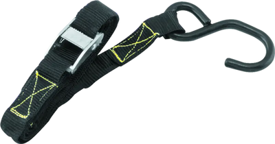 Black tie-down strap with metal buckle and hook for QuadBoss Quadlite Ramp Strap Replacement