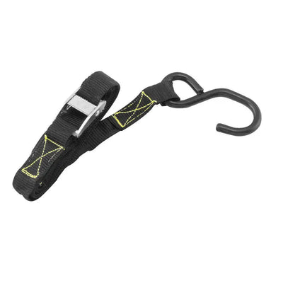 Black tie-down strap with metal buckle and hook for QuadBoss Quadlite Ramp Strap replacement