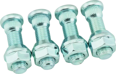 Four silver quadboss replacement studs with nuts M12x1.5 for easy repair