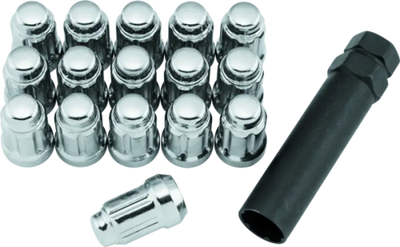 Chrome lug nuts and black socket for QuadBoss Spline Lug Nuts 12x1.5 Silver