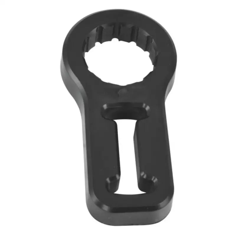 Black metal wrench with toothed circular opening for QuadBoss Utility Jack handle use
