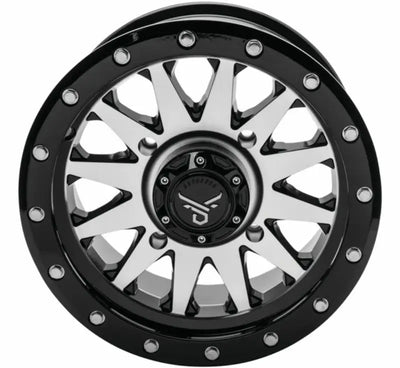 Black polished chrome QuadBoss Wagon 20X7 wheel rim with exposed lug nuts
