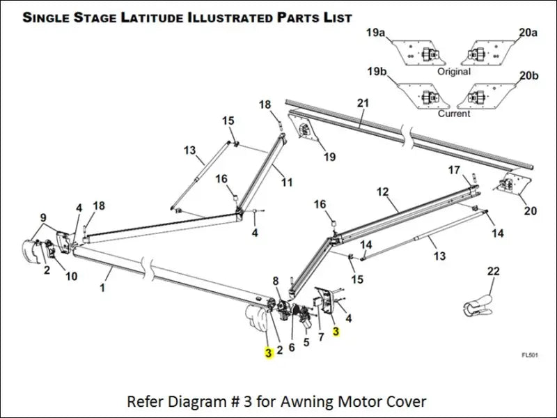 R001783-005 Carefree RV Awning Motor Cover For Use With Latitude - RV and Auto Parts