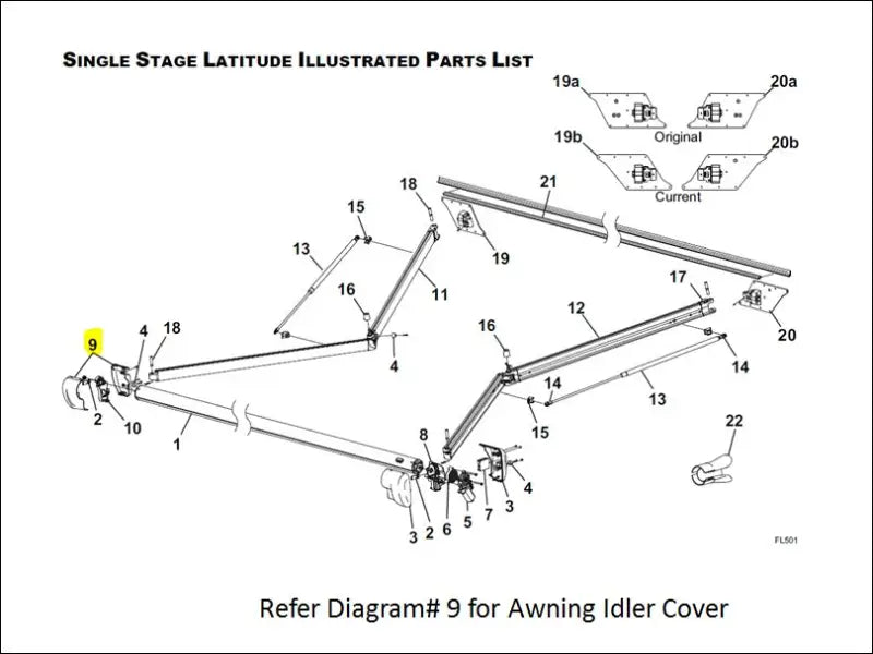 R001785-005 Carefree RV Awning Idler Cover For Use With Latitude - RV and Auto Parts