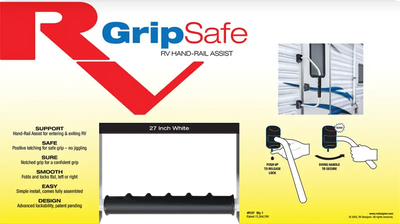 R127 Rv Designer Gripsafe Handrail Assist 27’ White - Entry Step Hand Rail