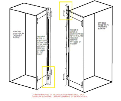 R25079 BAL Norco motor slide vertical assembly diagram with jamb mounting