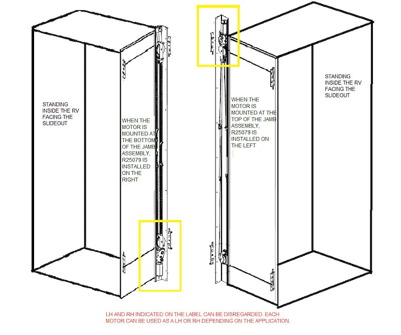R25079 BAL Norco motor slide vertical assembly diagram with jamb mounting
