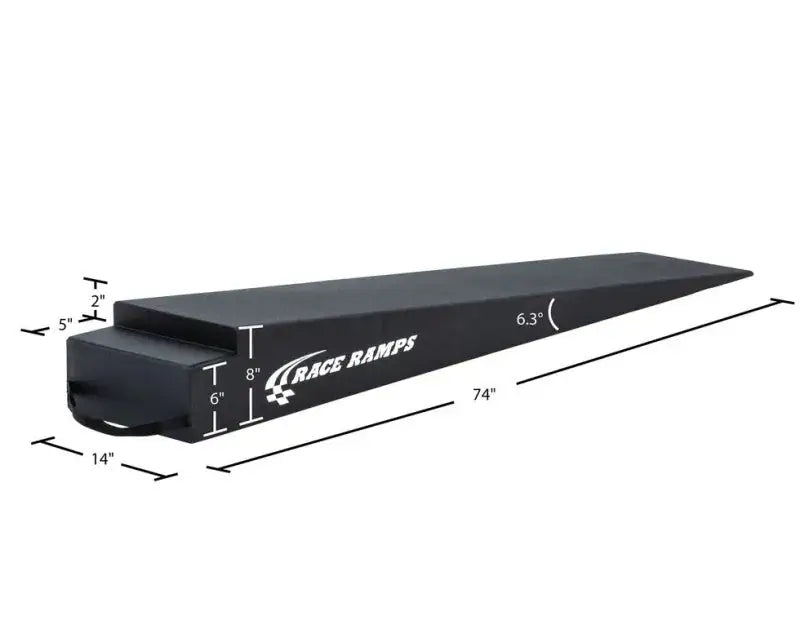 Race Ramps 8in Extra Long Trailer Ramp with 6.3 Degree Approach Angle and dimensions indicated